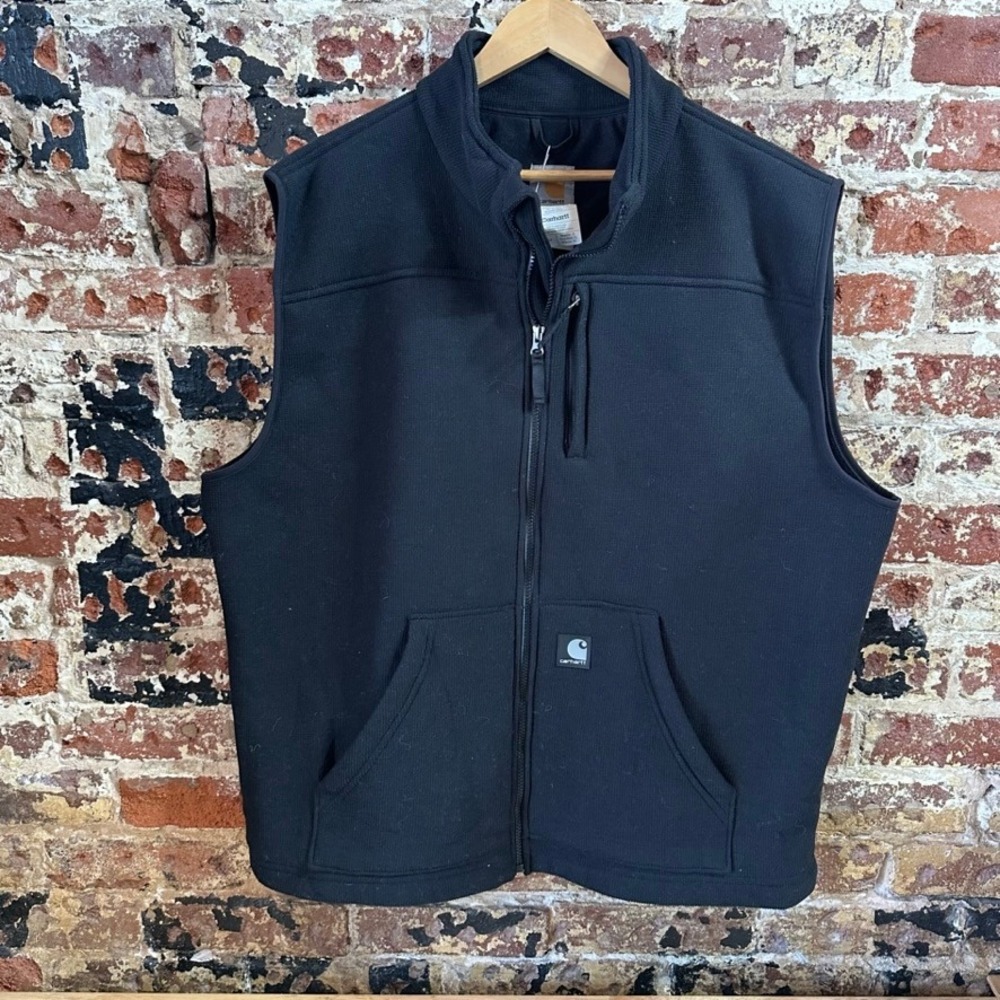 Carhartt V28 BLK Lightweight Textured Fleece Full Zip Black Vest Men's Large